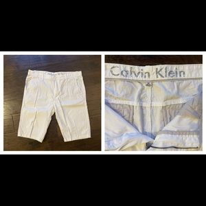 Mens White Calvin Klein dress shorts